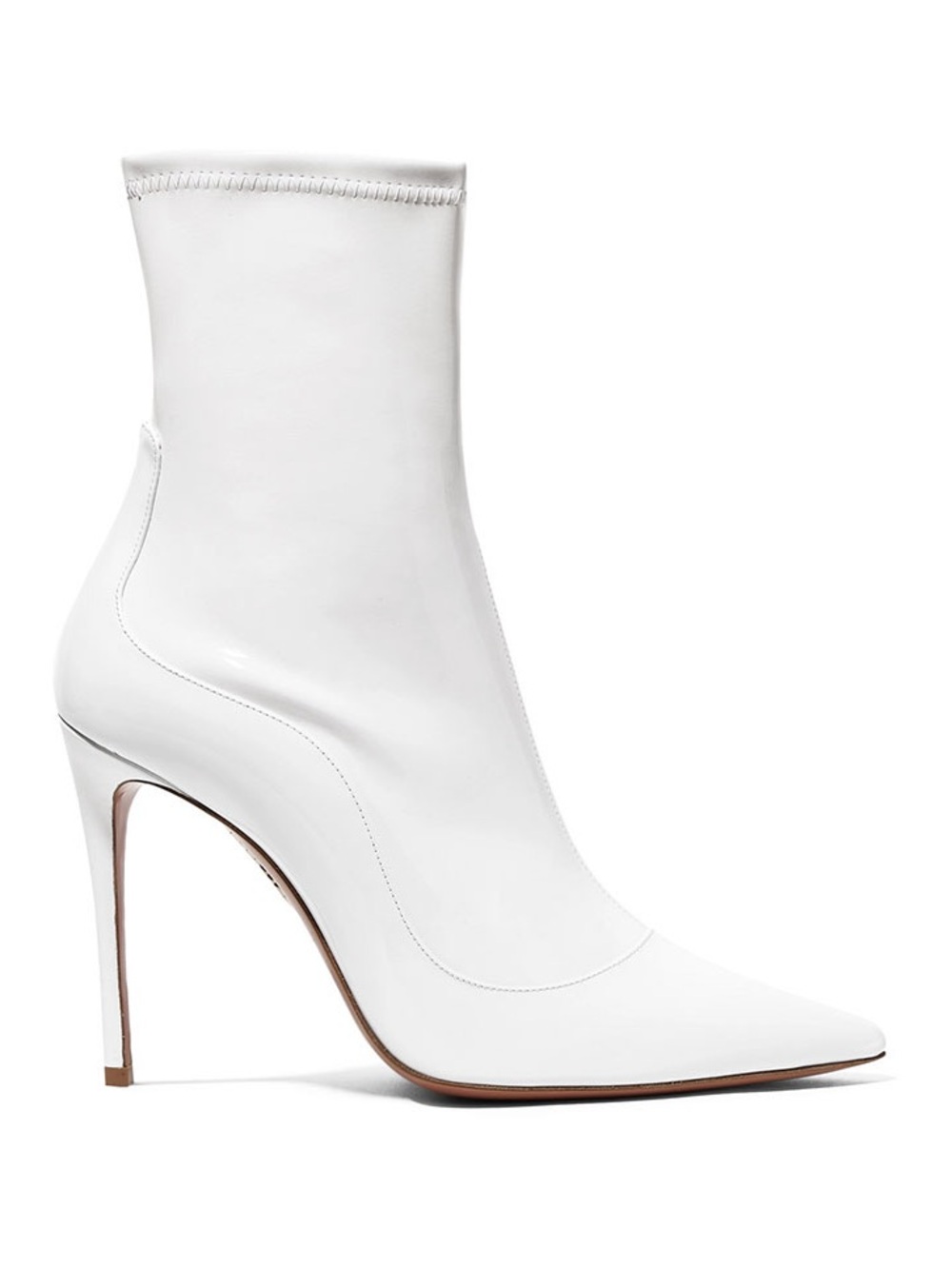 White Pointed Toe Stiletto Ankle Boot